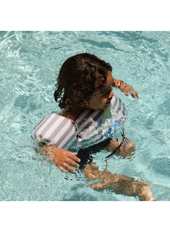 SUNNY LIFE Kids Swim Float Vest Jacket with Arm Bands for Ages 3-6 Years – Adjustable Buckle, Learn-to-Swim Training Aid, Green Stripe Elephant Design - Image 3